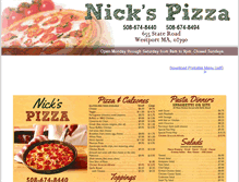 Tablet Screenshot of nickspizzawestport.com